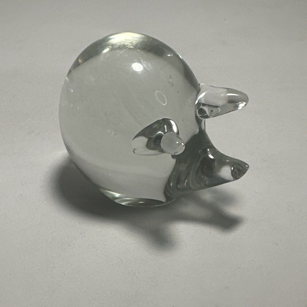 Vintage Art Glass Animal Paperweight Figurine PIG Clear 2-3/8" Tall